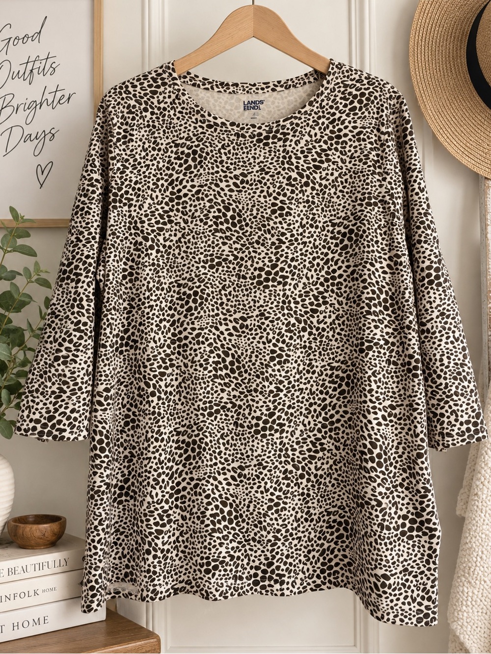 Lands' End Beige and Black Animal Print Tunic